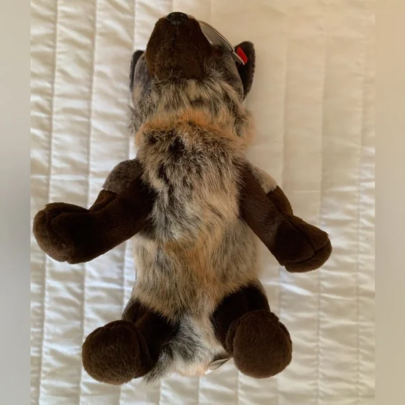 NWT Beanie Baby Ty Howl Wolf 2000 Retired Vintage Brown Gray Playful Dog - Picture 8 of 15